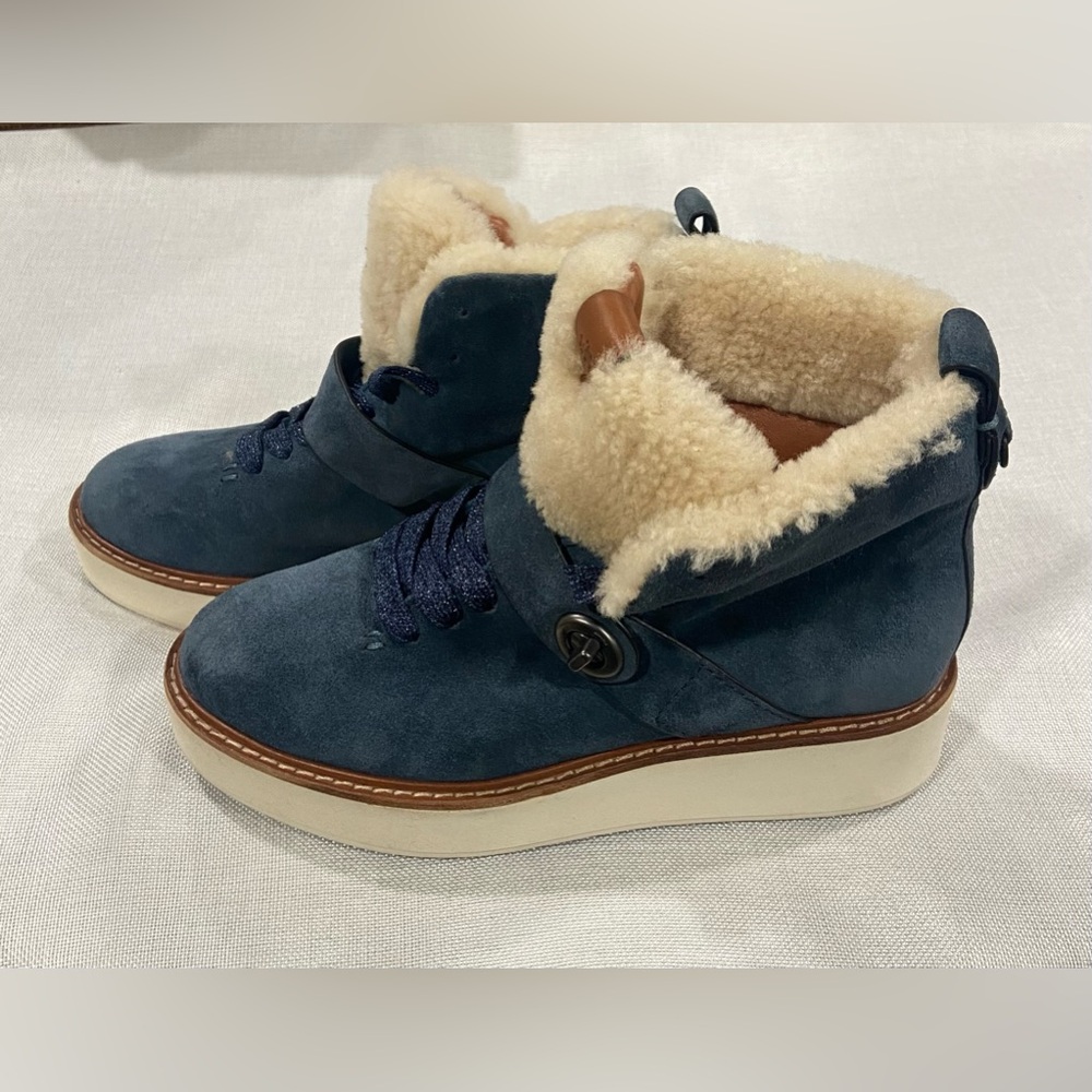 Coach Women G1354 Genuine Leather - Fur Lining Comfort Ankle Boots - Size US 5B - Picture 1 of 7
